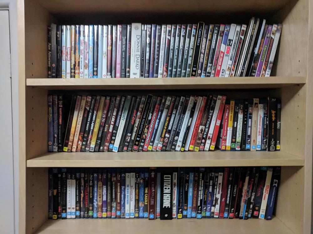Shelf of DVDs and Blu-rays